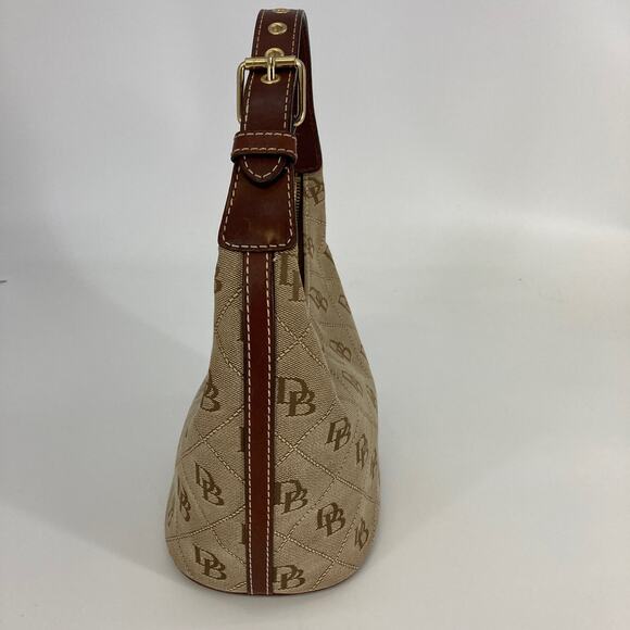 DOONEY & BOURKE SMALL TAN, BROWN SIGNATURE PRINT SHOLDER BAG - Picture 3 of 13